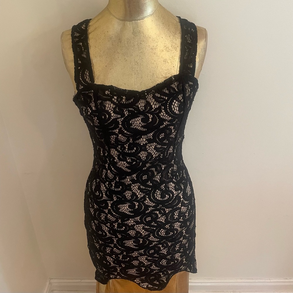 Black Lace Rehab Mini Dress NWT